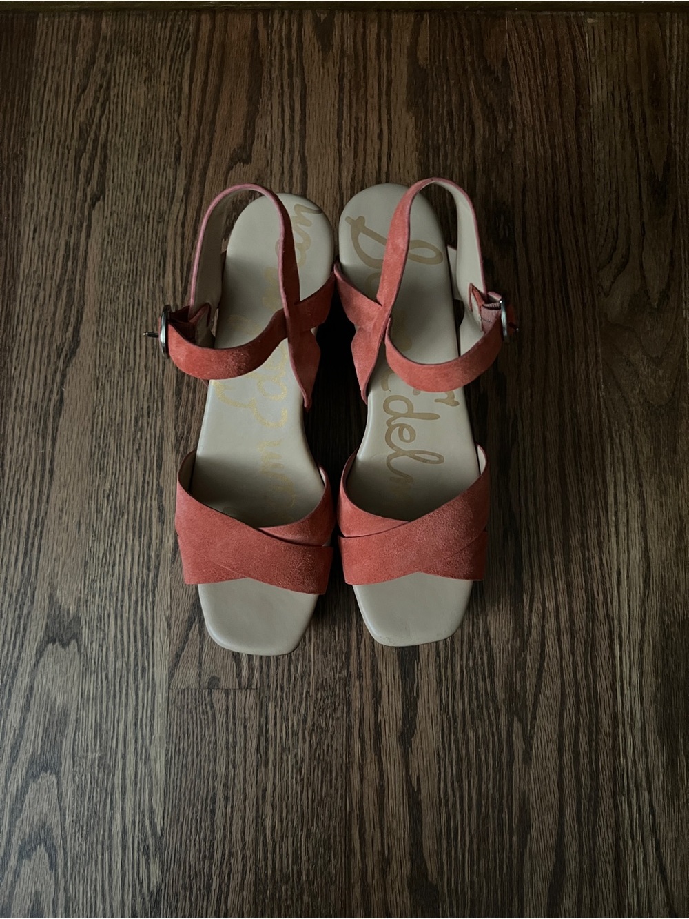 Women’s Chunky Platform Sandals in Tangerine Suede - Picture 3 of 5